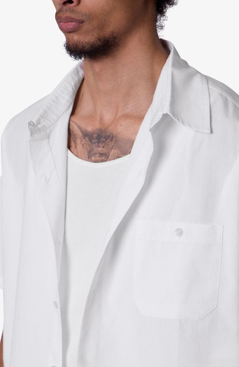 mnml Short Sleeve Cotton Poplin Button-Up Shirt, Alternate, color, White