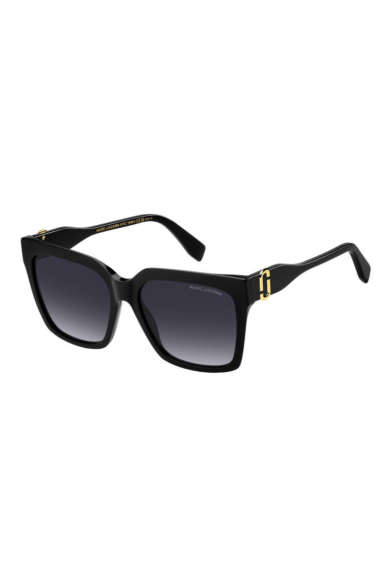 57mm Gradient Square Sunglasses, Alternate, color, BLACK/ DARK GREY SF
