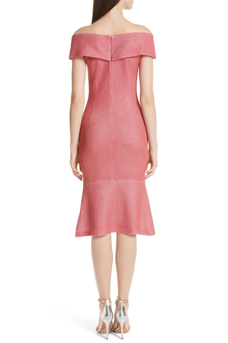 Links Sequin Off the Shoulder Dress, Alternate, color, CORAL