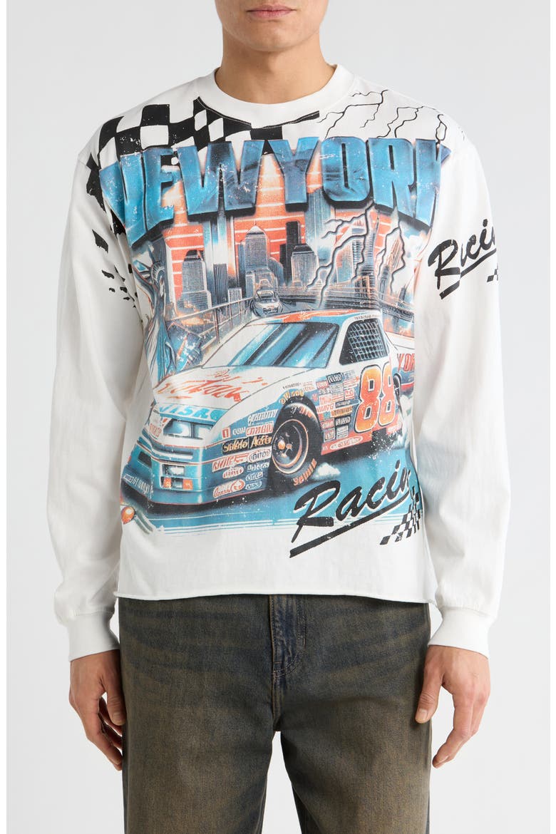 New York Racing Long Sleeve Graphic T-Shirt, Main, color, WHITE