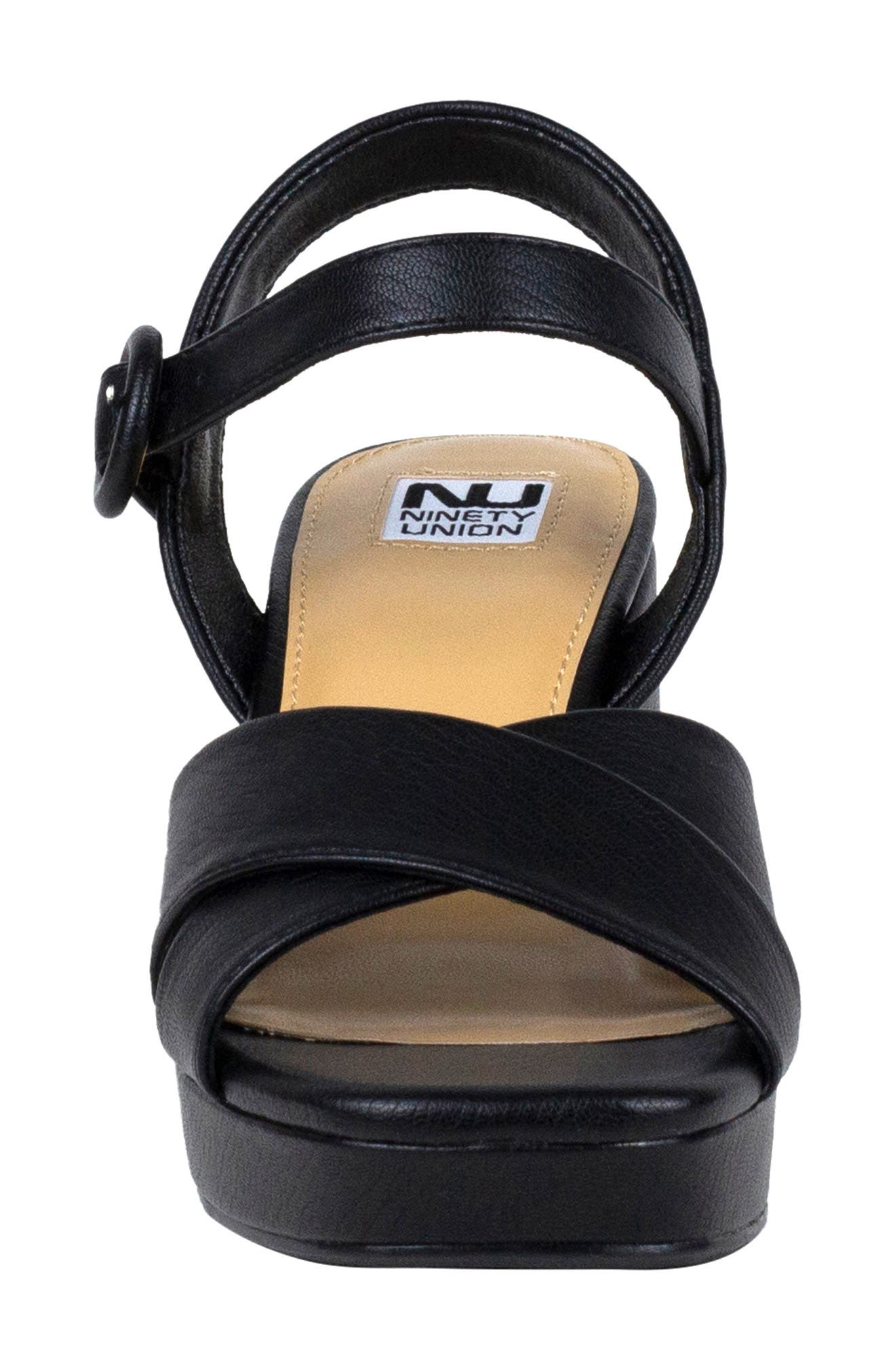 Emelyn Platform Ankle Strap Sandal, Alternate, color, BLACK