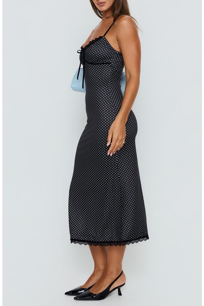Delaney Polka Dot Lace Trim Dress, Alternate, color, BLACK POLKA DOT