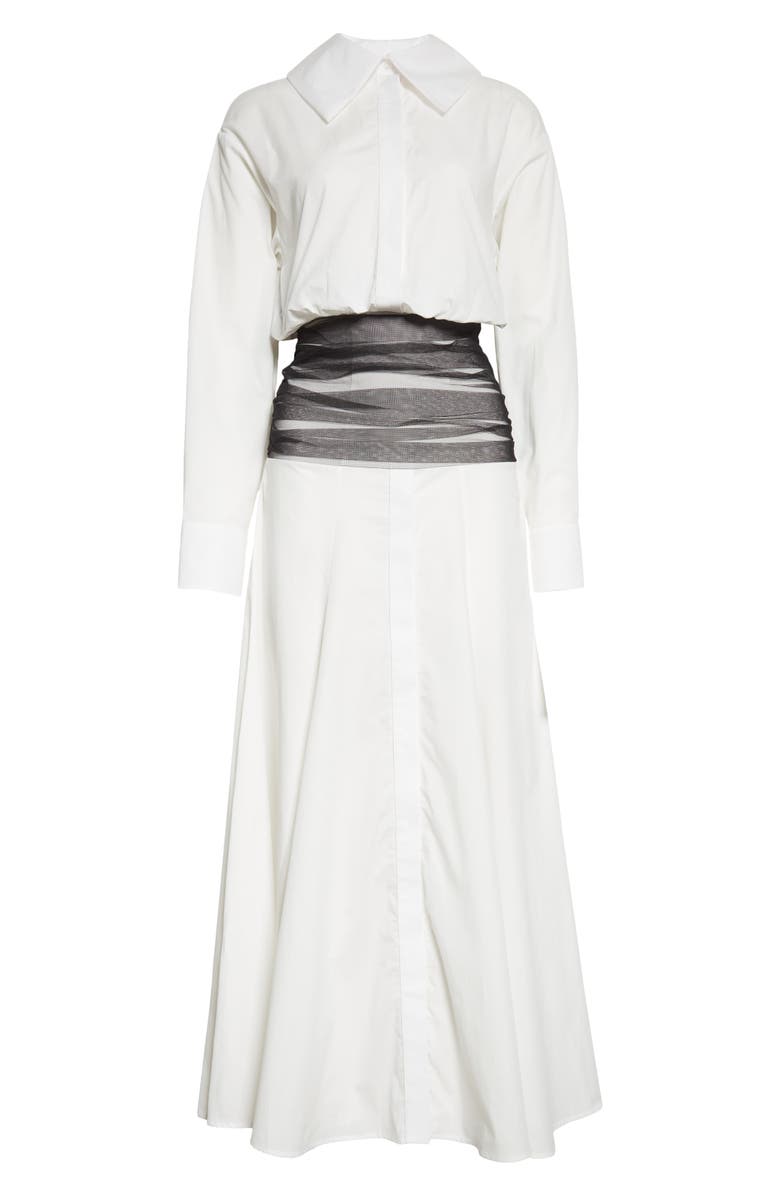 renaissance renaissance Drew Tulle Waist Long Sleeve Cotton Poplin Shirtdress, Alternate, color,
