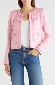 L'AGENCE Niko Bracelet Sleeve Tweed Jacket