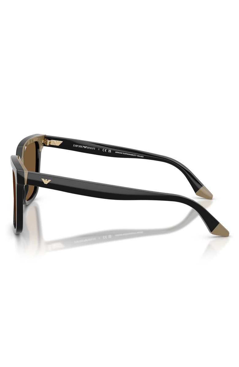 Emporio Armani 55mm Irregular Sunglasses, Alternate, color, Shiny Black/ Beige / Brown