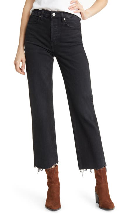 Monaghan High Waist Raw Hem Crop Mom Jeans