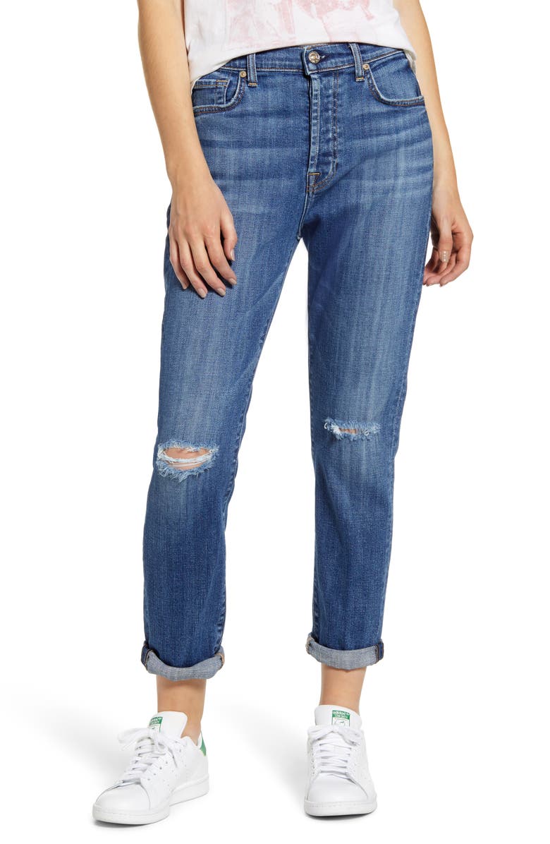 7 For All Mankind <sup>®</sup> Josefina High Waist Ripped Crop Jeans, Main, color,