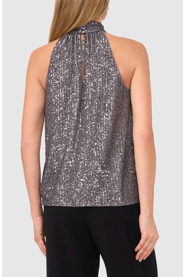 Halter Neck Sequin Top, Alternate, color, SMOCKED PEARL GREY