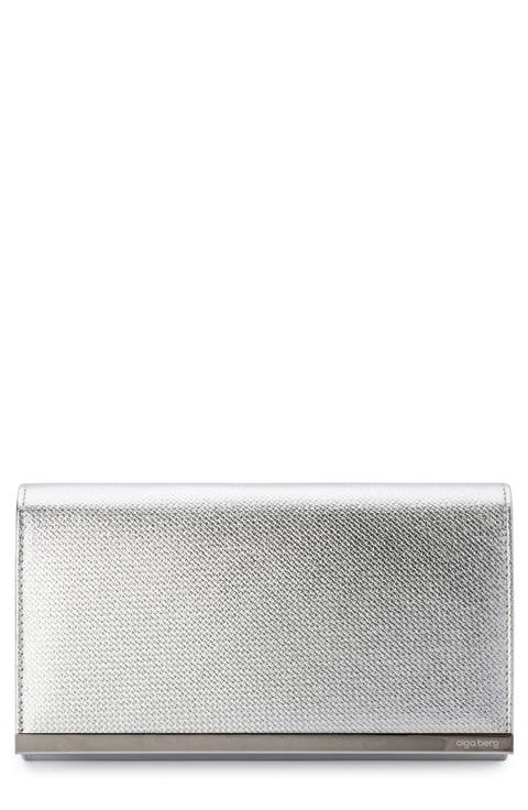 Maddie Metallic Embossed Foldover Clutch
