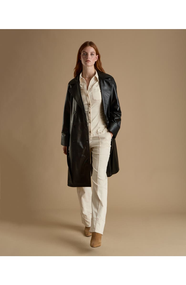 Furniq UK Sloane Leather Trench Coat, Alternate, color, Black