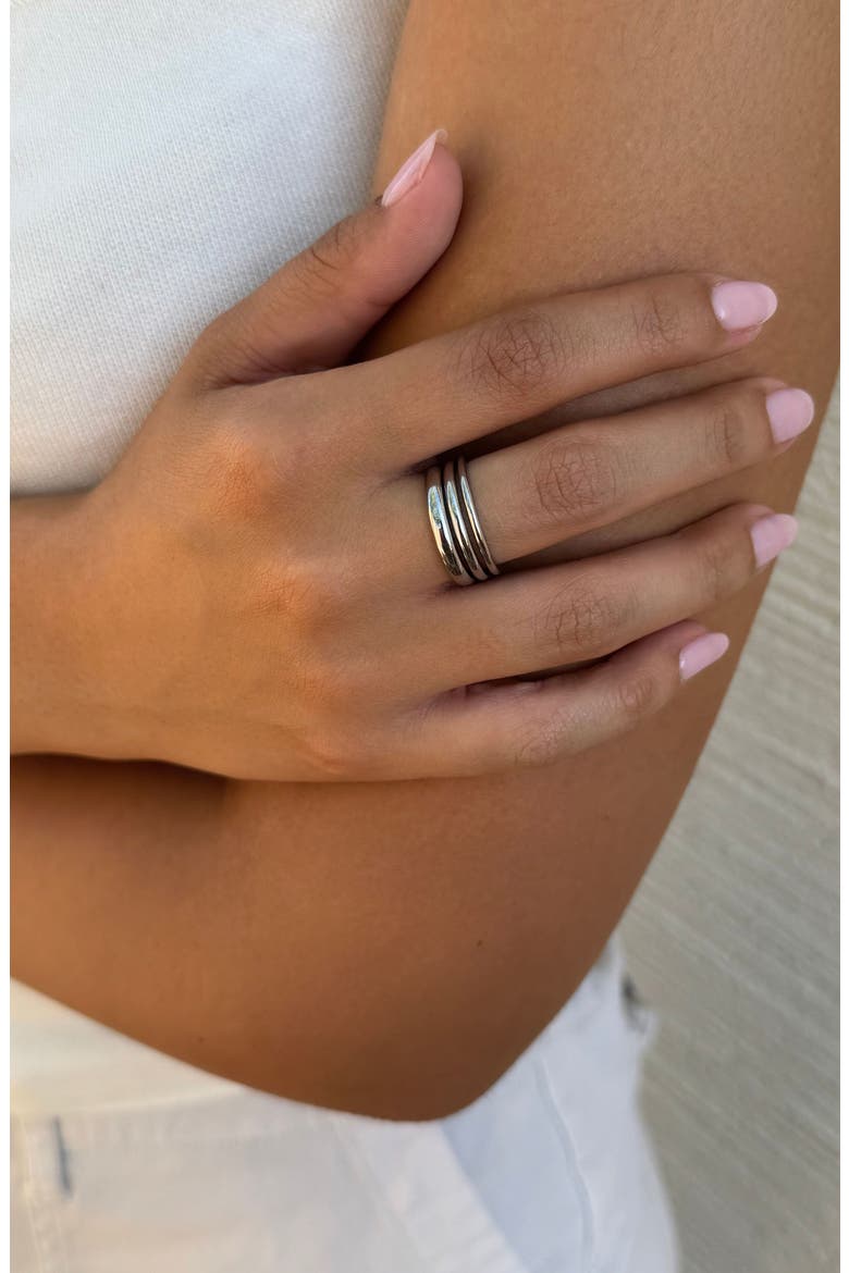 Set of 3 Stackable Band Rings, Alternate, color, SILVER