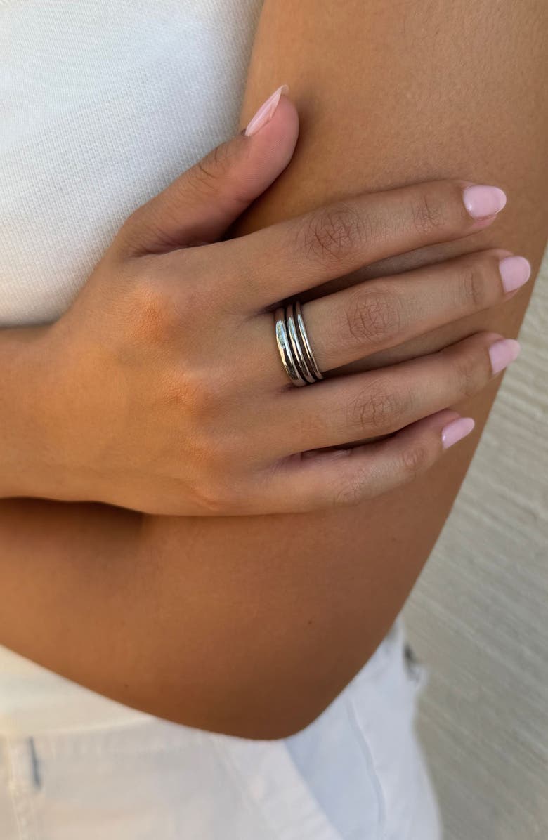 Adornia Set of 3 Stackable Band Rings, Alternate, color, Silver