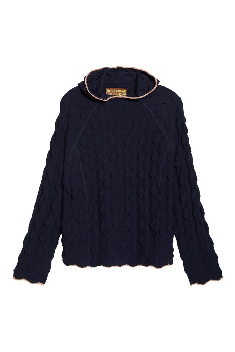 Bubble Knit Hoodie, Alternate, color, MIDNIGHT BLUE