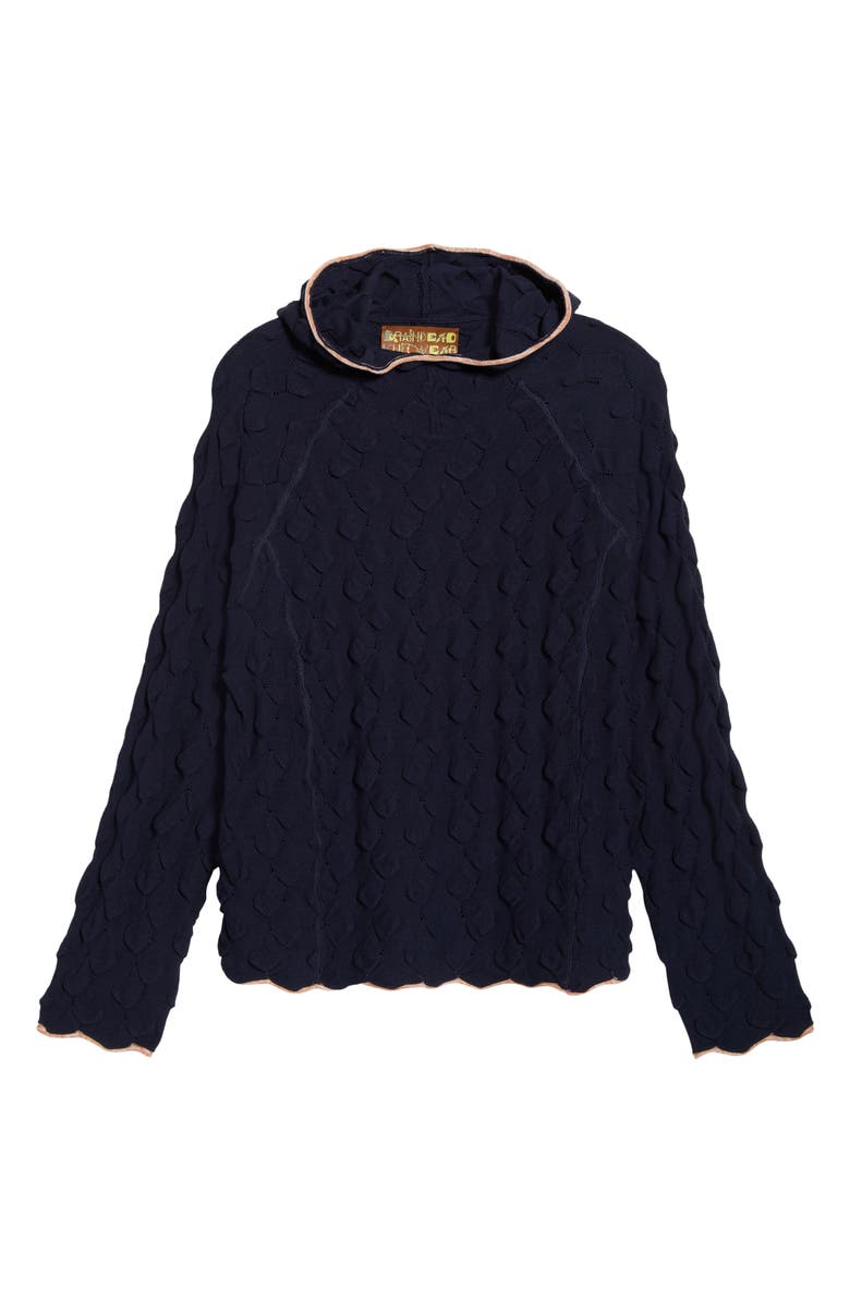 Brain Dead Bubble Knit Hoodie, Alternate, color, Midnight Blue