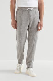 Brunello Cucinelli Cashmere and silk French terry trousers with Crête detail and elasticated zipper cuffs