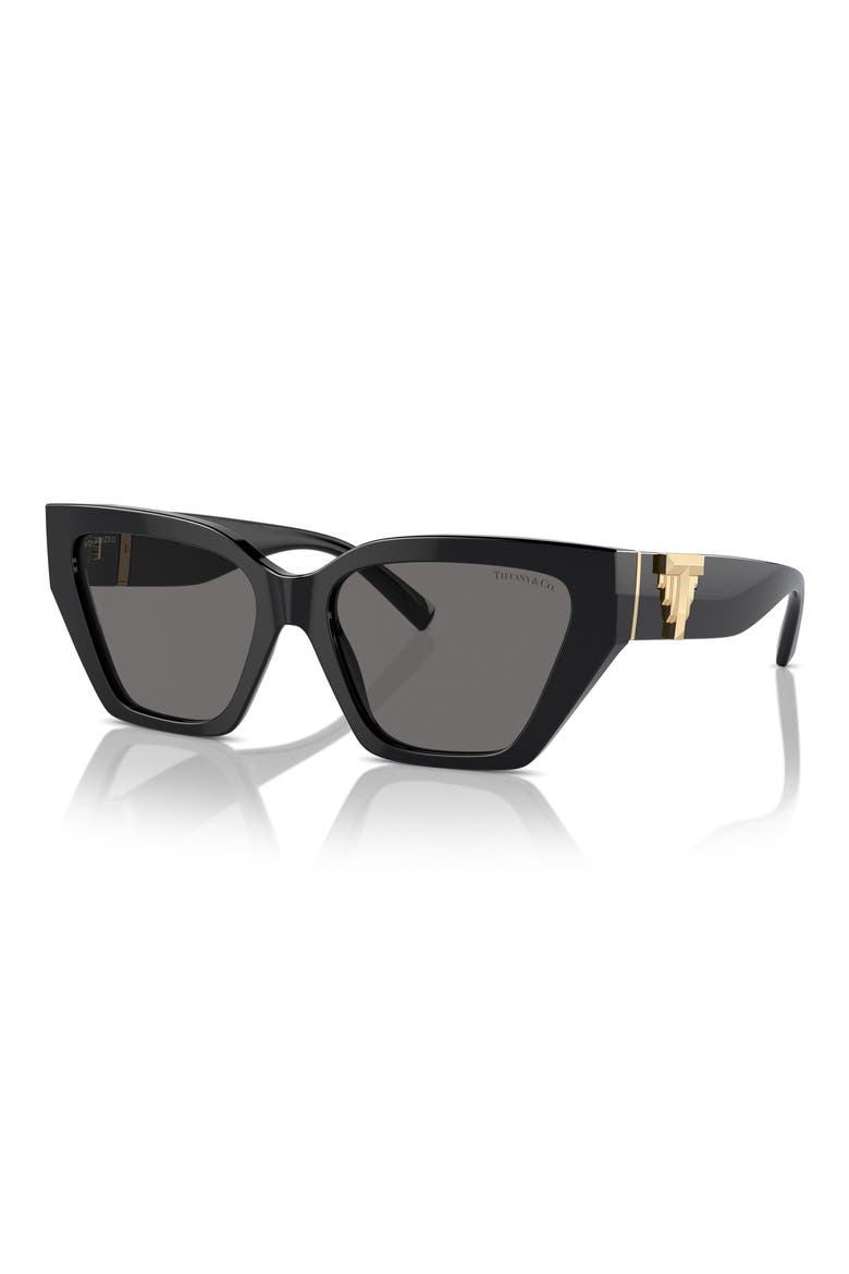 55mm Polarized Cat Eye Sunglasses, Alternate, color, BLACK