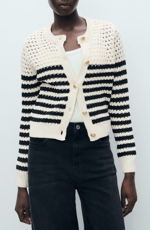 Stripe Openwork Cardigan