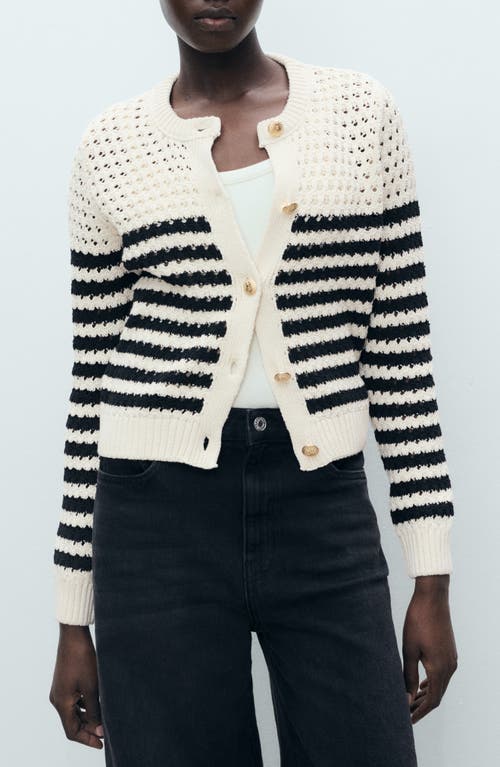 Mango Stripe Openwork Cardigan