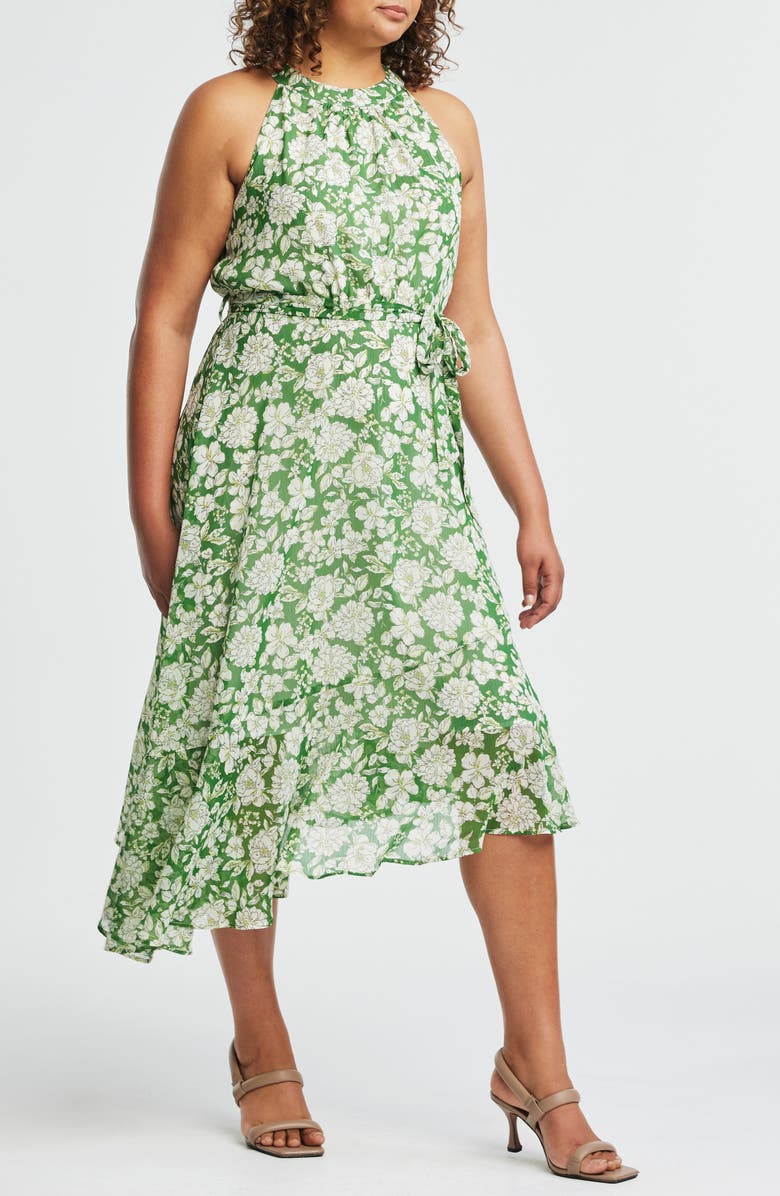 Estelle Field Floral Sleeveless Asymmetric Midi Dress, Alternate, color, 