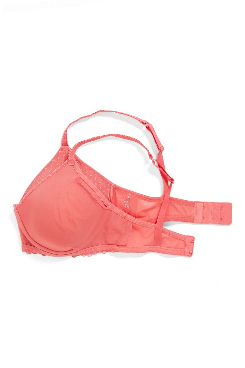 'Lara' Lace Molded Foam Soft Cup Bra, Alternate, color, SALMON