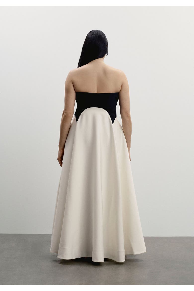 Strapless Color Blocked Satin Gown, Alternate, color, BLACK VANILLA ICE