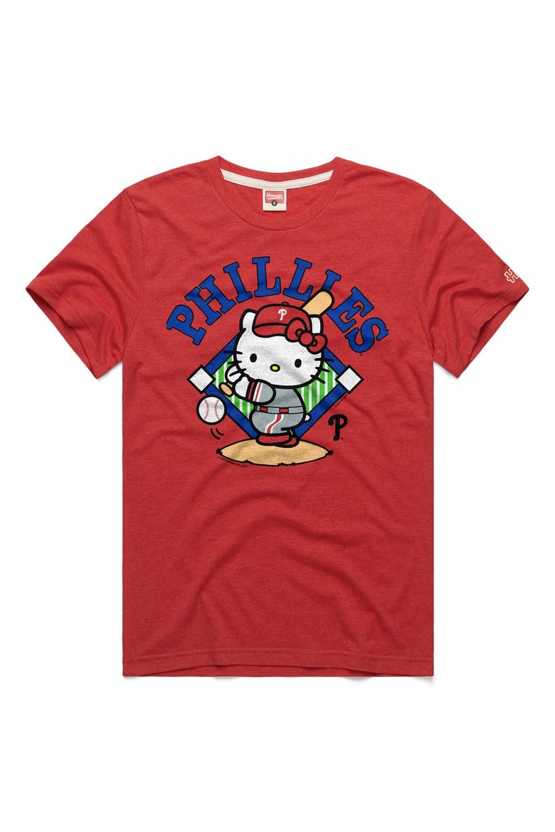 Unisex Homage  Red Philadelphia Phillies Hello Kitty Tri-Blend T-Shirt, Main, color, Red