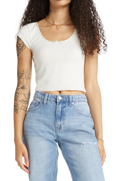 Waffle Weave Ribbon Crop Top