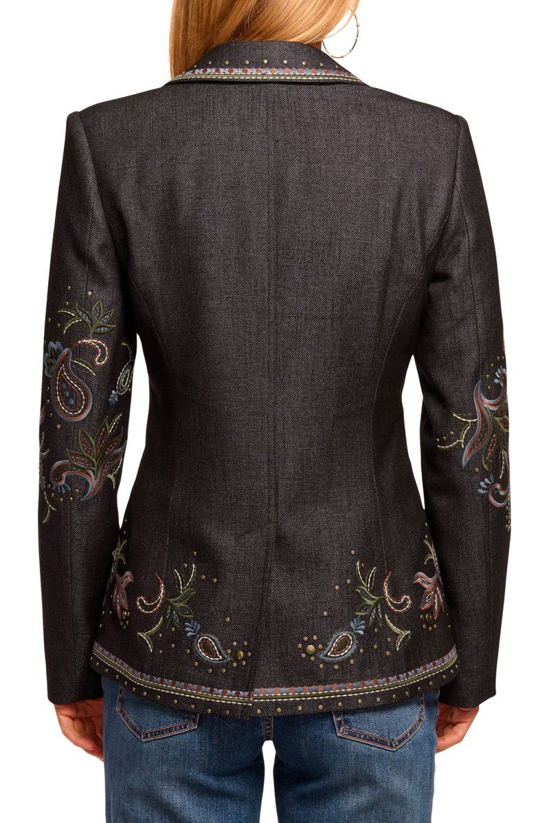 Ramy Brook Laura Embroidered Blazer, Alternate, color, Dark Denim Multi