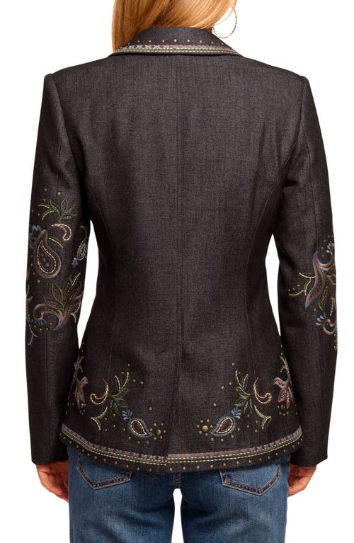 Ramy Brook Laura Embroidered Denim Blazer In Black