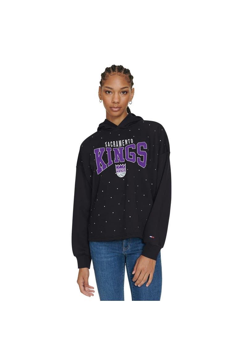 Women's Tommy Jeans Black Sacramento Kings Stella Cropped Pullover Hoodie, Alternate, color, Black