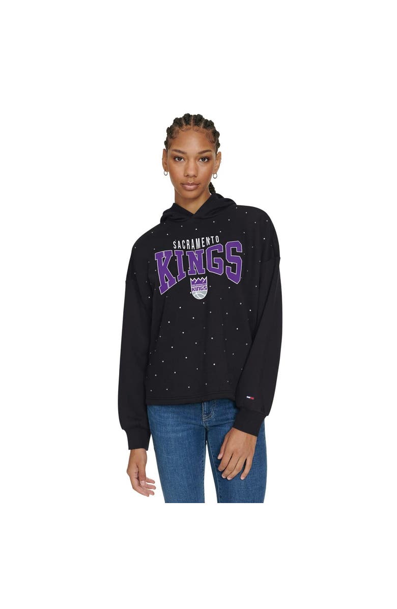 TOMMY JEANS Women's Tommy Jeans Black Sacramento Kings Stella Cropped Pullover Hoodie, Alternate, color, Black