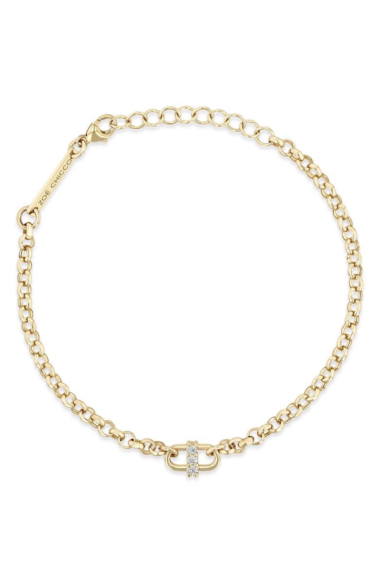 Zoë Chicco Diamond Link Rolo Chain Bracelet, Main, color, 14K Yellow Gold