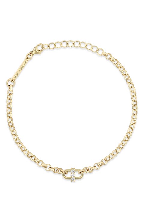 Diamond Link Rolo Chain Bracelet
