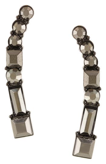 Olivia Welles Stepping Stone Drop Earrings In Gunmetal/grey