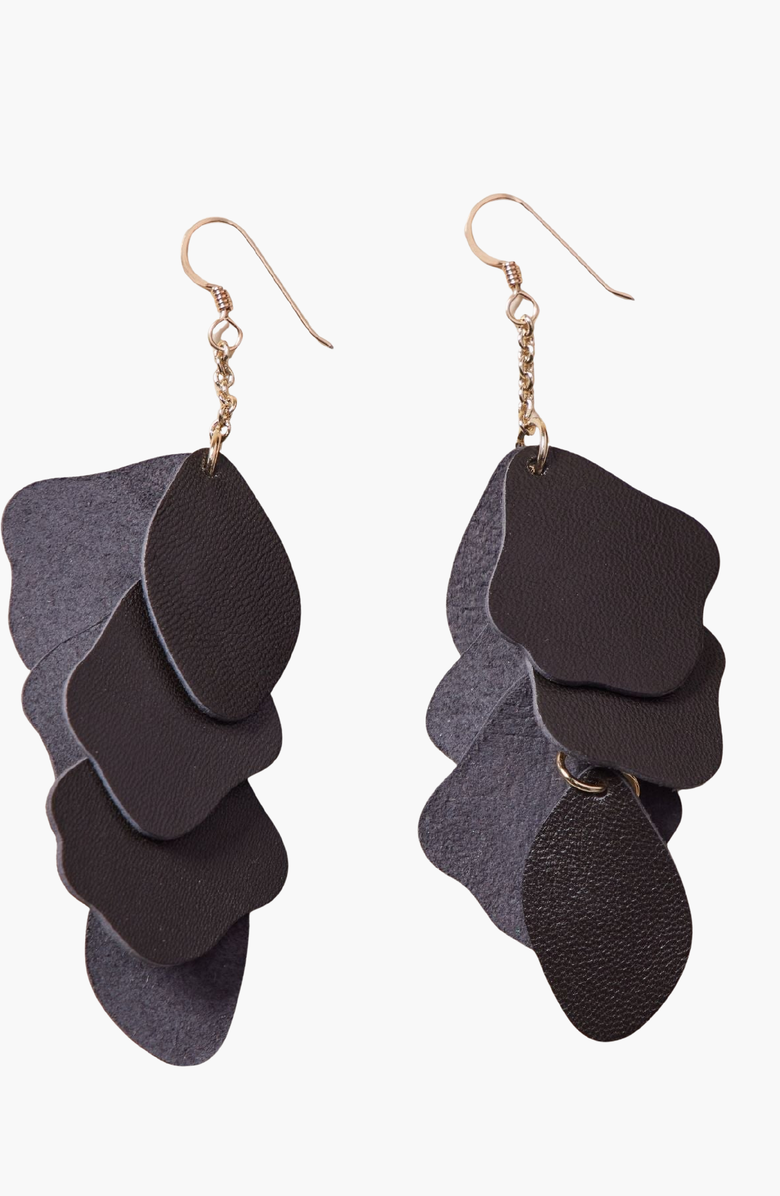 Nickel & Suede Florence Earrings, Main, color, Black / Silver Metal