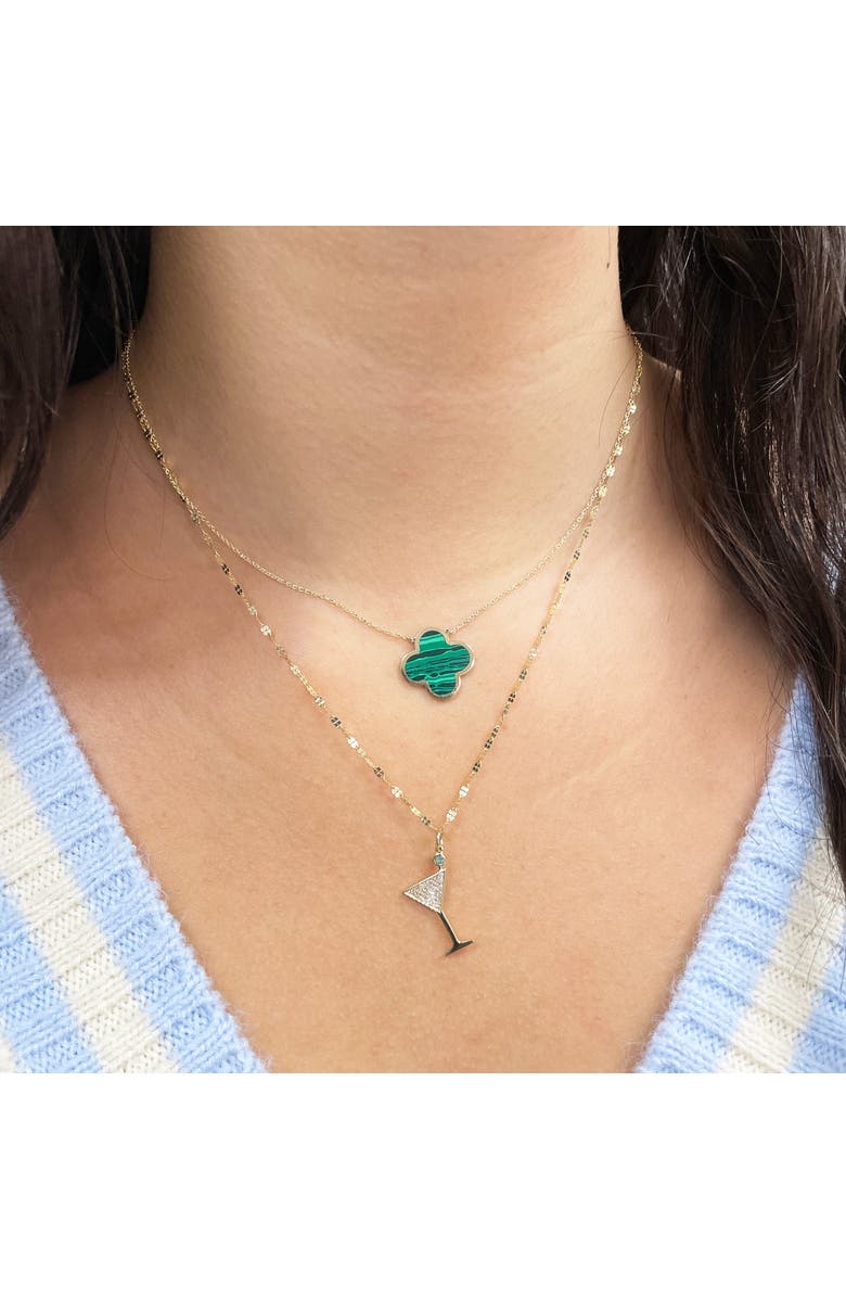 The Lovery Fine Jewelry Diamond and Emerald Martini Charm, Alternate, color, Yellow Gold