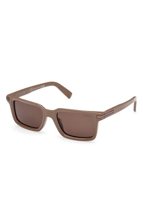 Zegna Men's Rectangle Acetate Sunglasses In Shiny Light Brown/matte Brown
