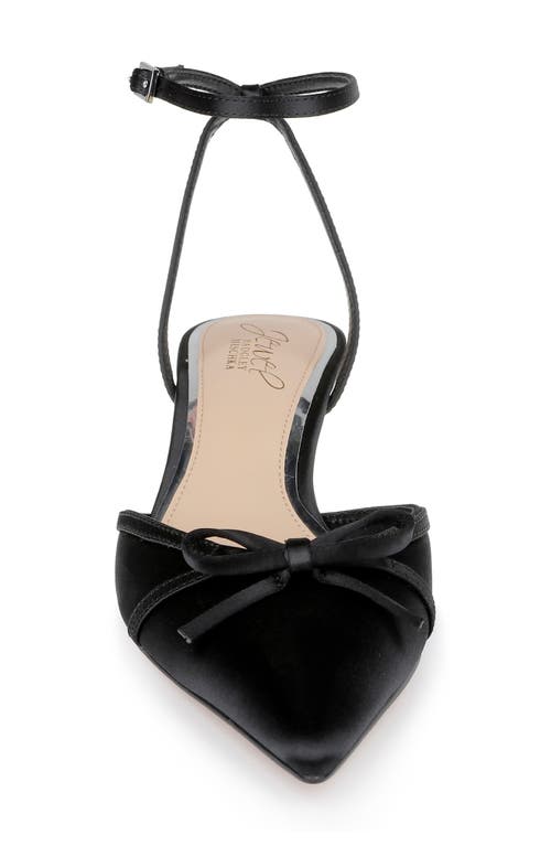 Jewel Badgley Mischka Talasia Ankle Strap Pointed Toe Kitten Heel Pump In Black