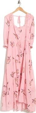 Free People Morning Meadows Floral Lace Trim Maxi Dress