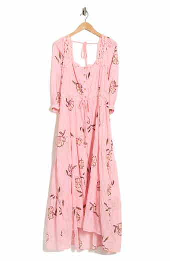 Free People Morning Meadows Floral Lace Trim Maxi Dress