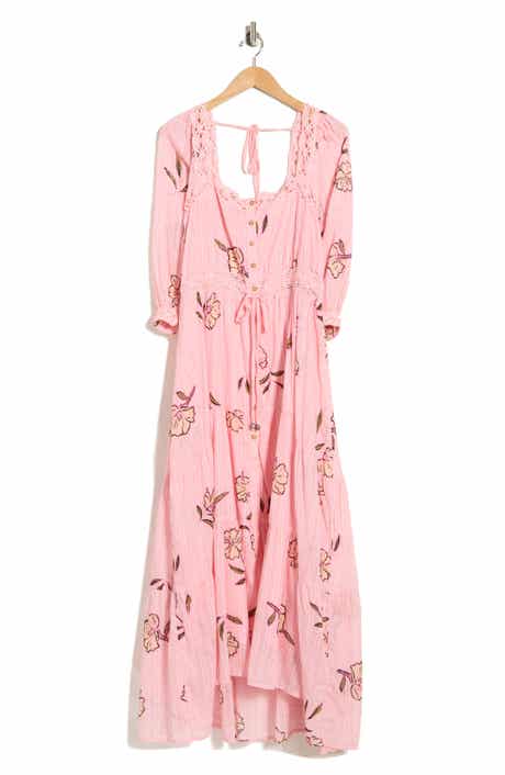 Free People Morning Meadows Floral Lace Trim Maxi Dress