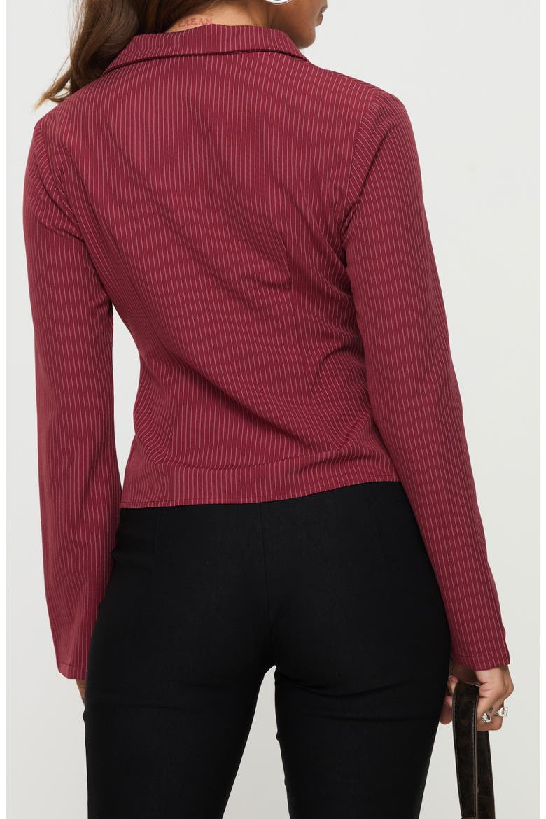 Anni Pinstripe Long Sleeve Button-Up Shirt, Alternate, color, RED