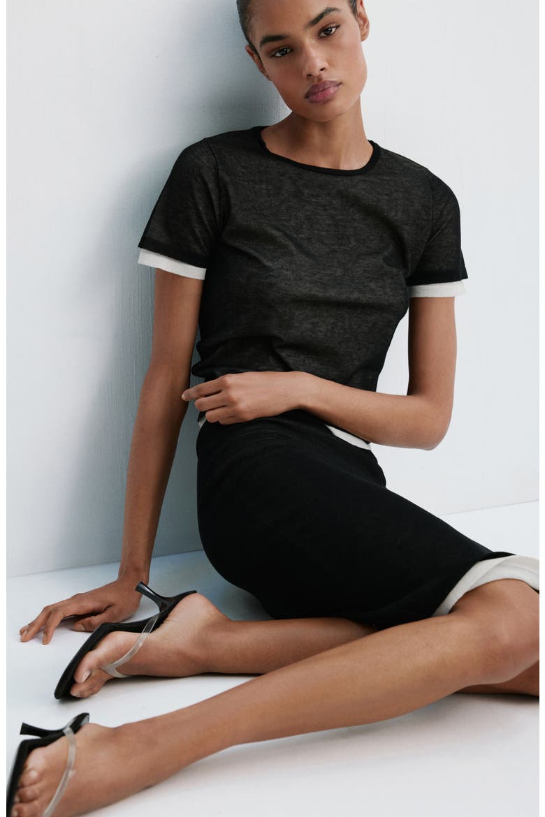 Colorblock Knit Midi Skirt, Alternate, color, BLACK