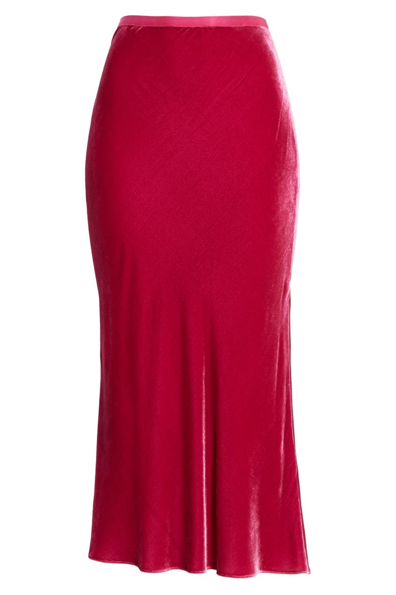 Bias Cut Silk Velvet Skirt, Alternate, color, ARUBA PINK