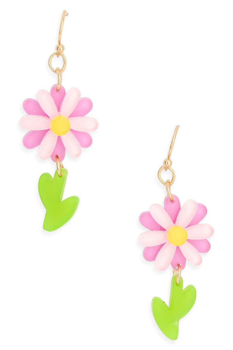 Spring Daisy Drop Earrings, Main, color, PURPLE MULTI- GOLD