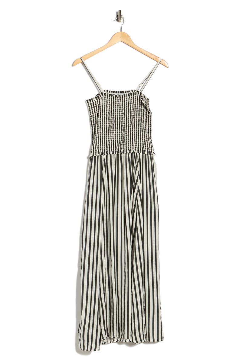 BOHO ME Stripe Smocked Cover-Up Midi Dress, Alternate, color, Black