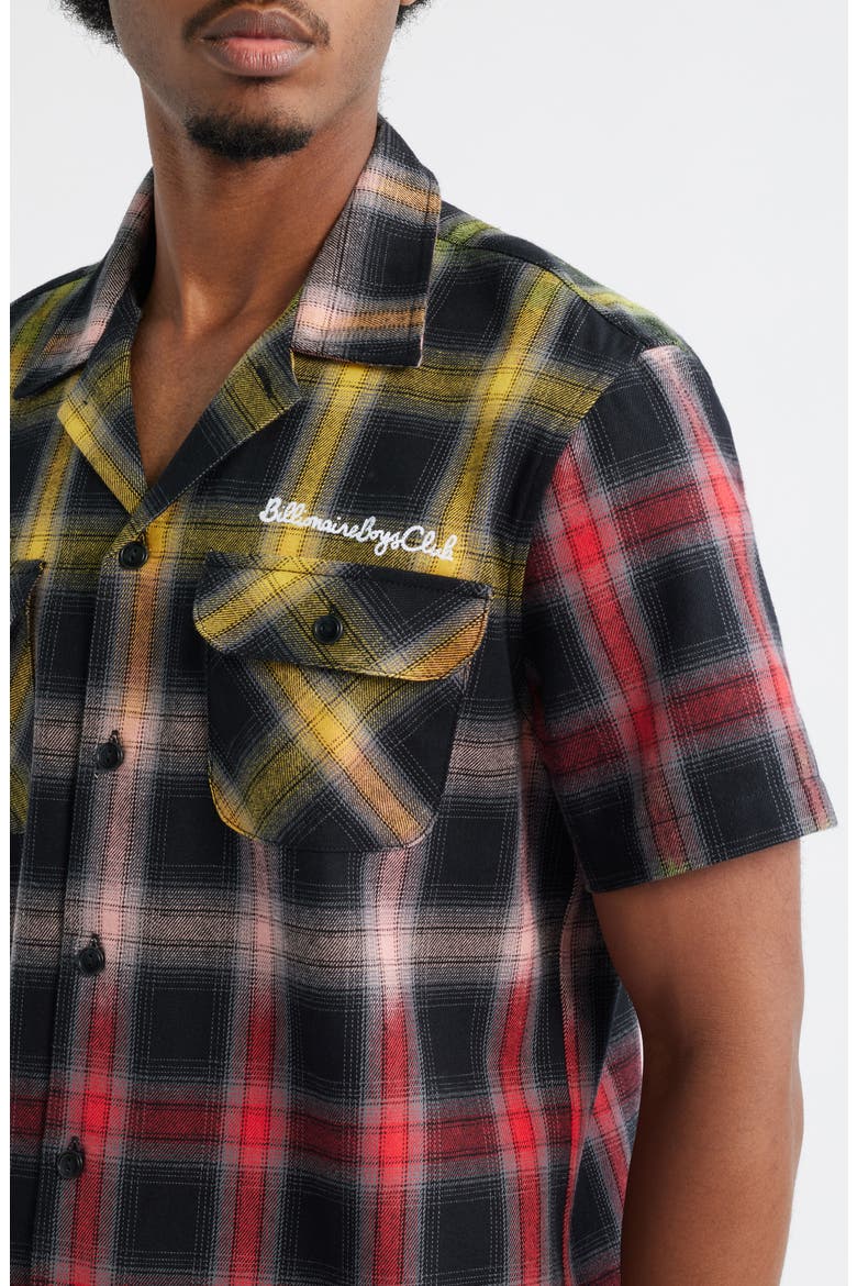 Rave Plaid Camp Shirt, Alternate, color, BLACK