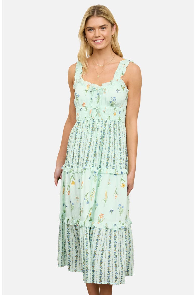 Print Sleeveless Tiered Maxi Dress, Alternate, color, SAGE MULTI
