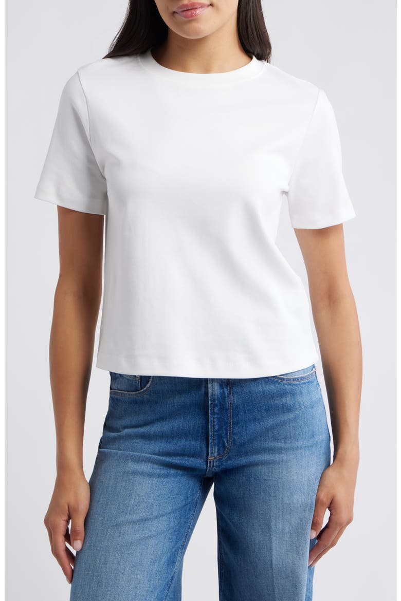 Cotton Crewneck T-Shirt, Main, color, WHITE