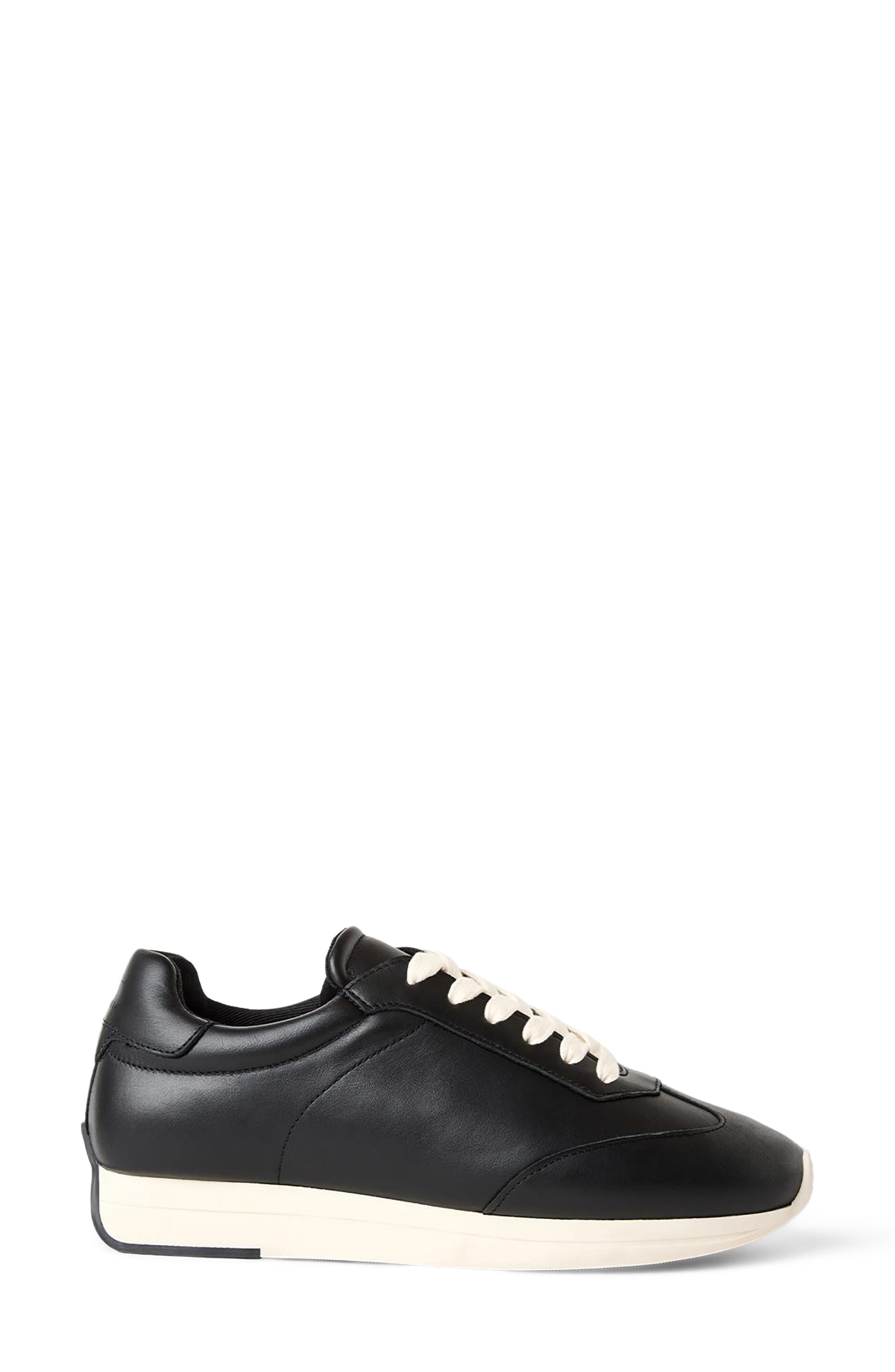 Aquatalia Rea Sneaker, Alternate, color, Black Leather